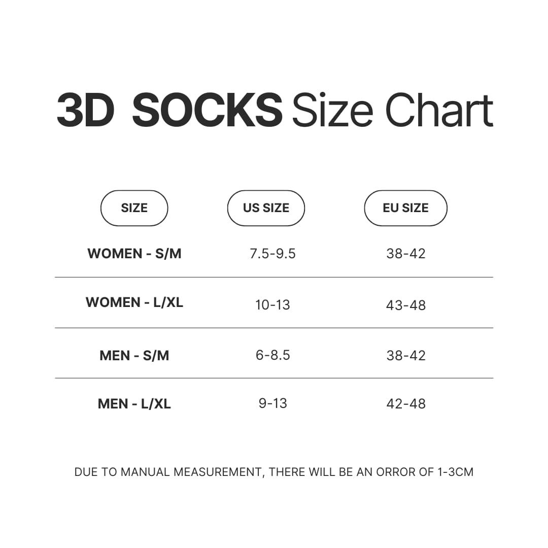 3D Socks Size Chart - Dead Space Shop