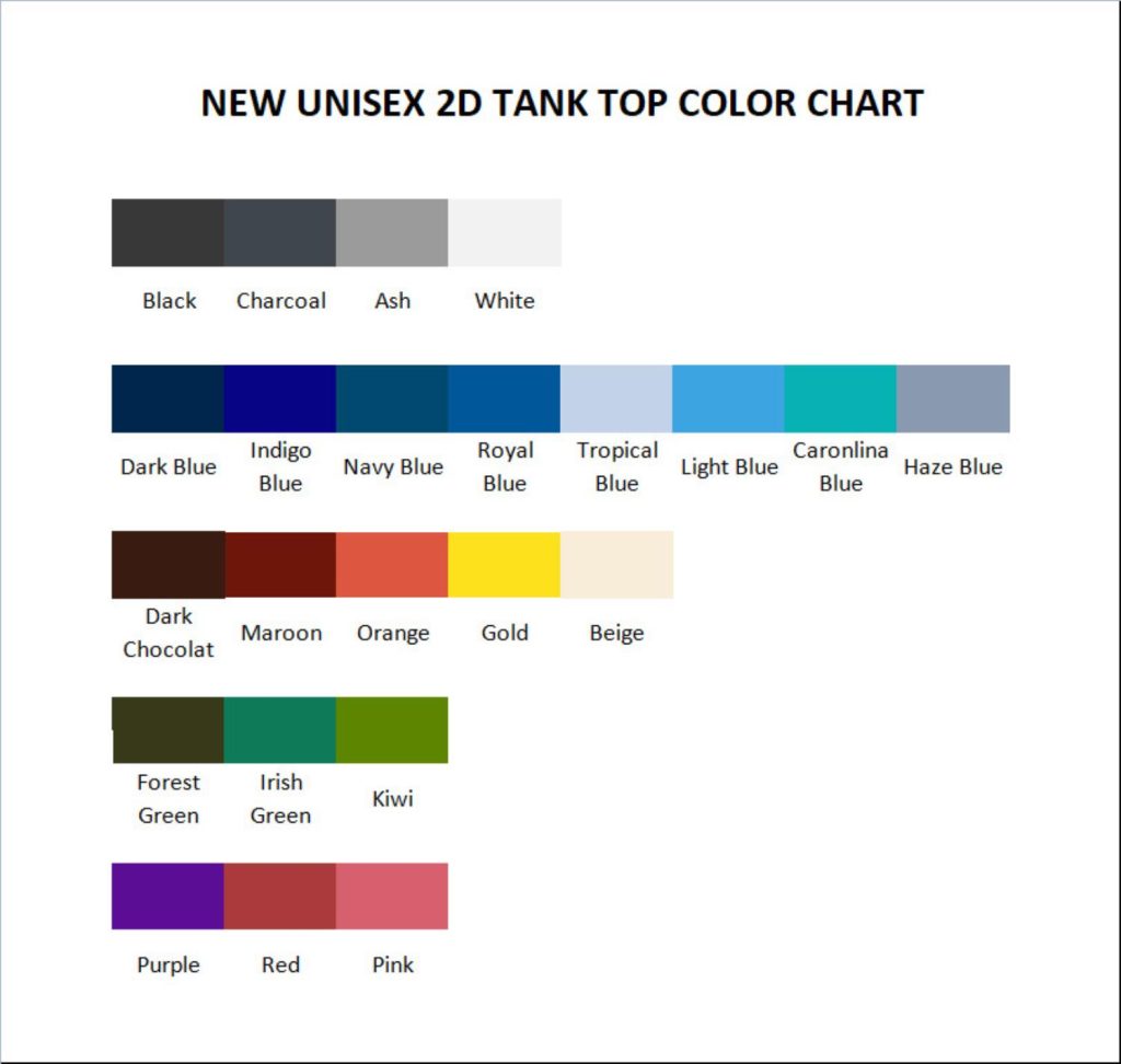 tank top color chart - Dead Space Shop