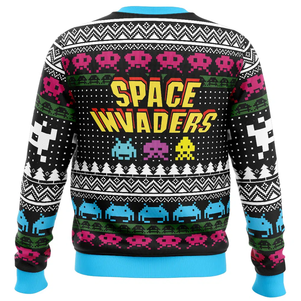 Christmas Space Invaders Ugly Christmas Sweater BACK mockup - Dead Space Shop